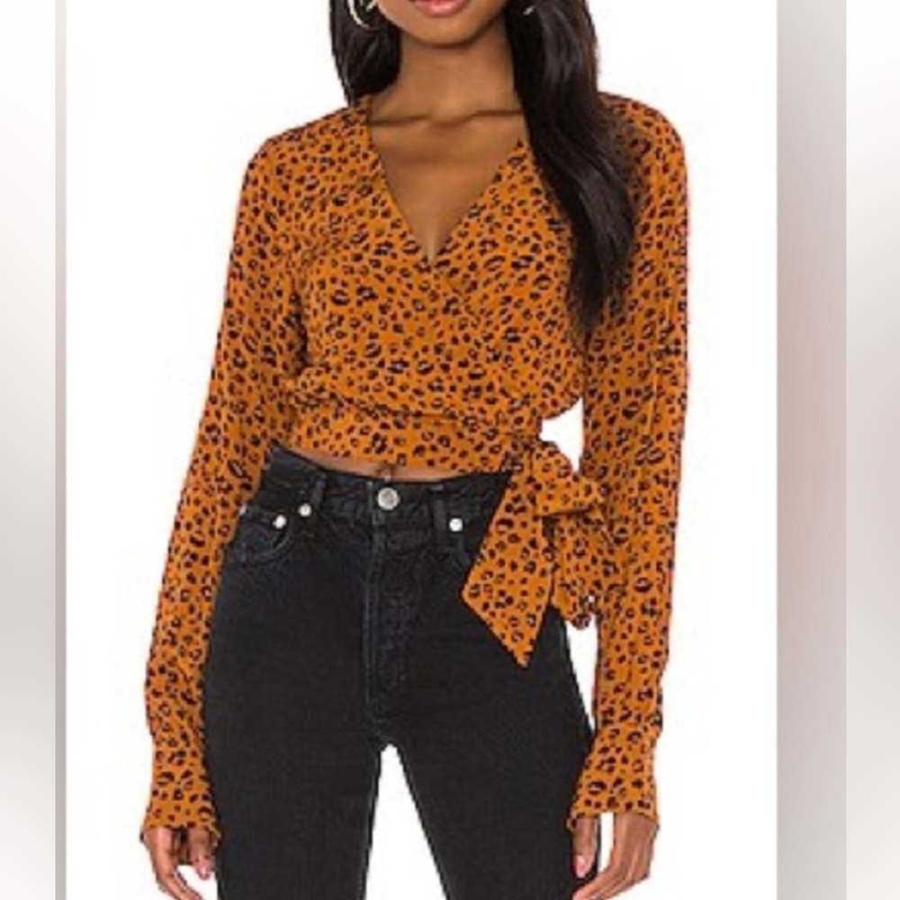 Privacy Please Leopard Wrap Top Size XS
